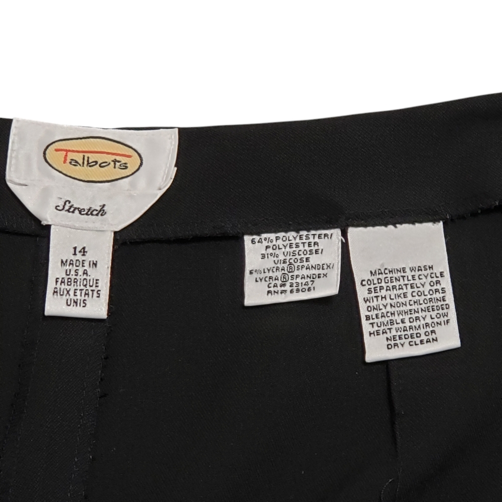 Talbots Womens Stretch Black Side Zip Flat Front Trouser Dress Pants Sz 14 - Picture 8 of 12